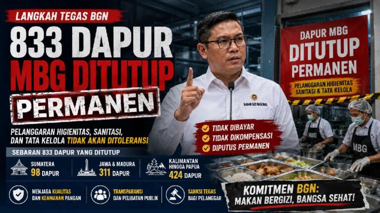 833 Dapur MBG Ditutup Permanen, Langkah Tegas BGN Demi Menjaga Kepercayaan Publik