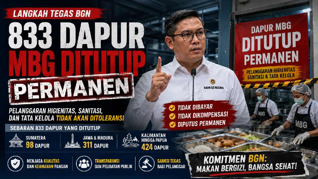 833 Dapur MBG Ditutup Permanen, Langkah Tegas BGN Demi Menjaga Kepercayaan Publik