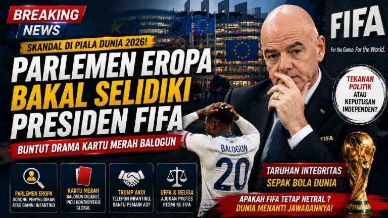 Parlemen Eropa Soroti Presiden FIFA, Kontroversi Kartu Merah Balogun Memasuki Babak Baru