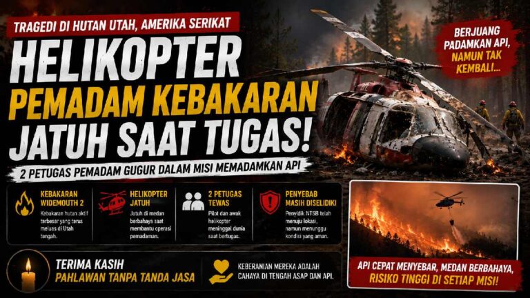 Helikopter Pemadam Jatuh di Utah, Dua Petugas Gugur di Tengah Kebakaran Hutan