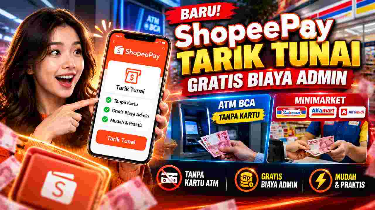 ShopeePay Hadirkan Tarik Tunai Gratis Biaya Admin, Bisa Tanpa Kartu